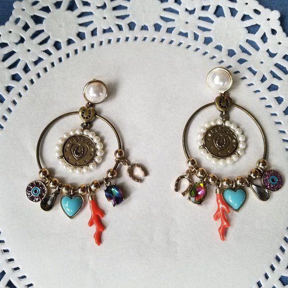 Betsey Johnson Jewelry - Betsey Johnson Vintage Hoop Charm Earrings - EPC